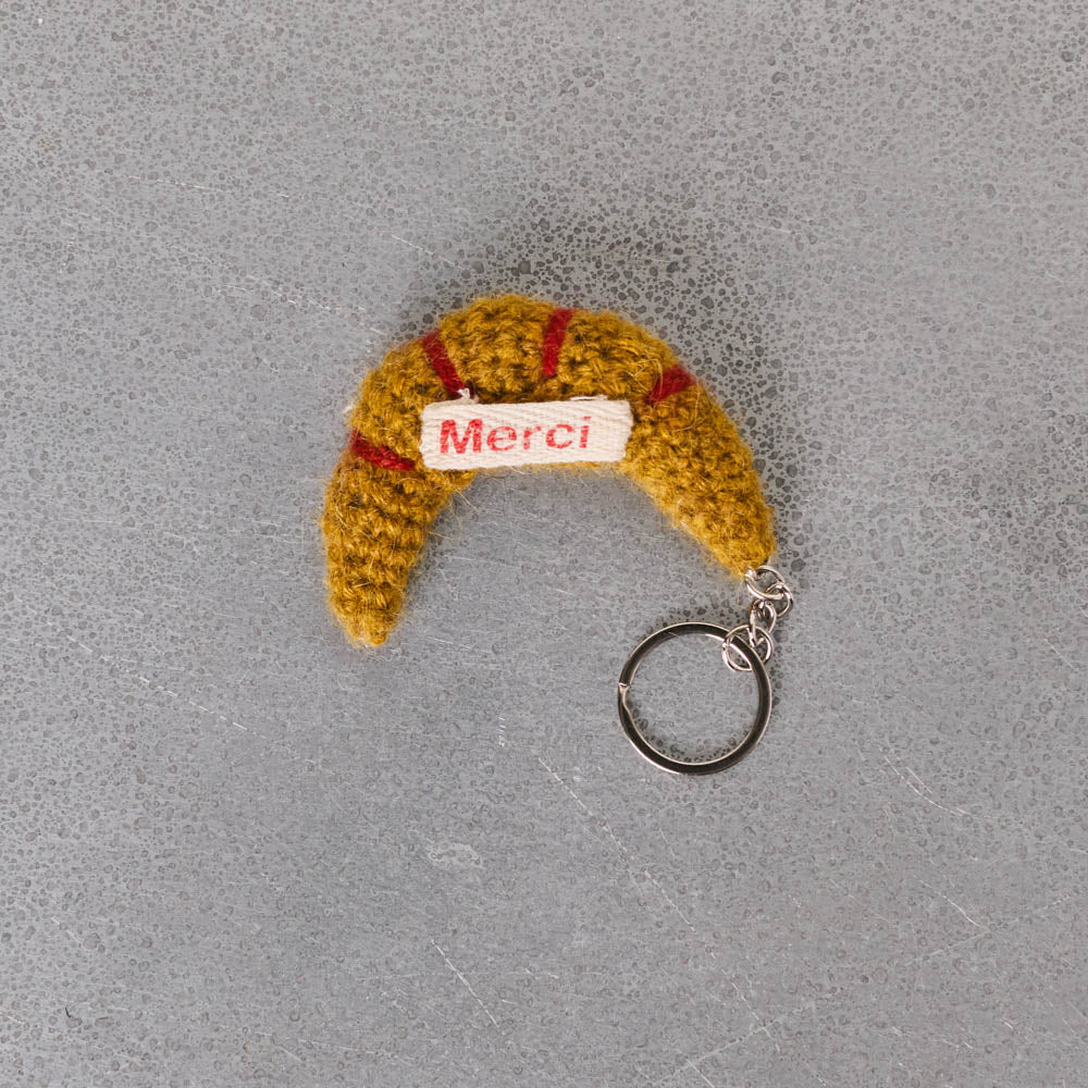 Porte clé Merci en tricot - Croissant