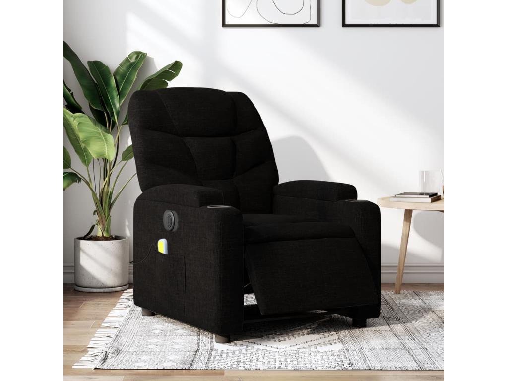 Sillón reclinable de masaje eléctrico tela negro