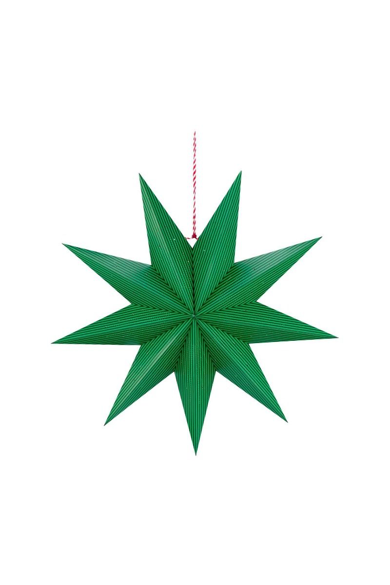 Christmas Star Paper Stripes Dark Green 60cm