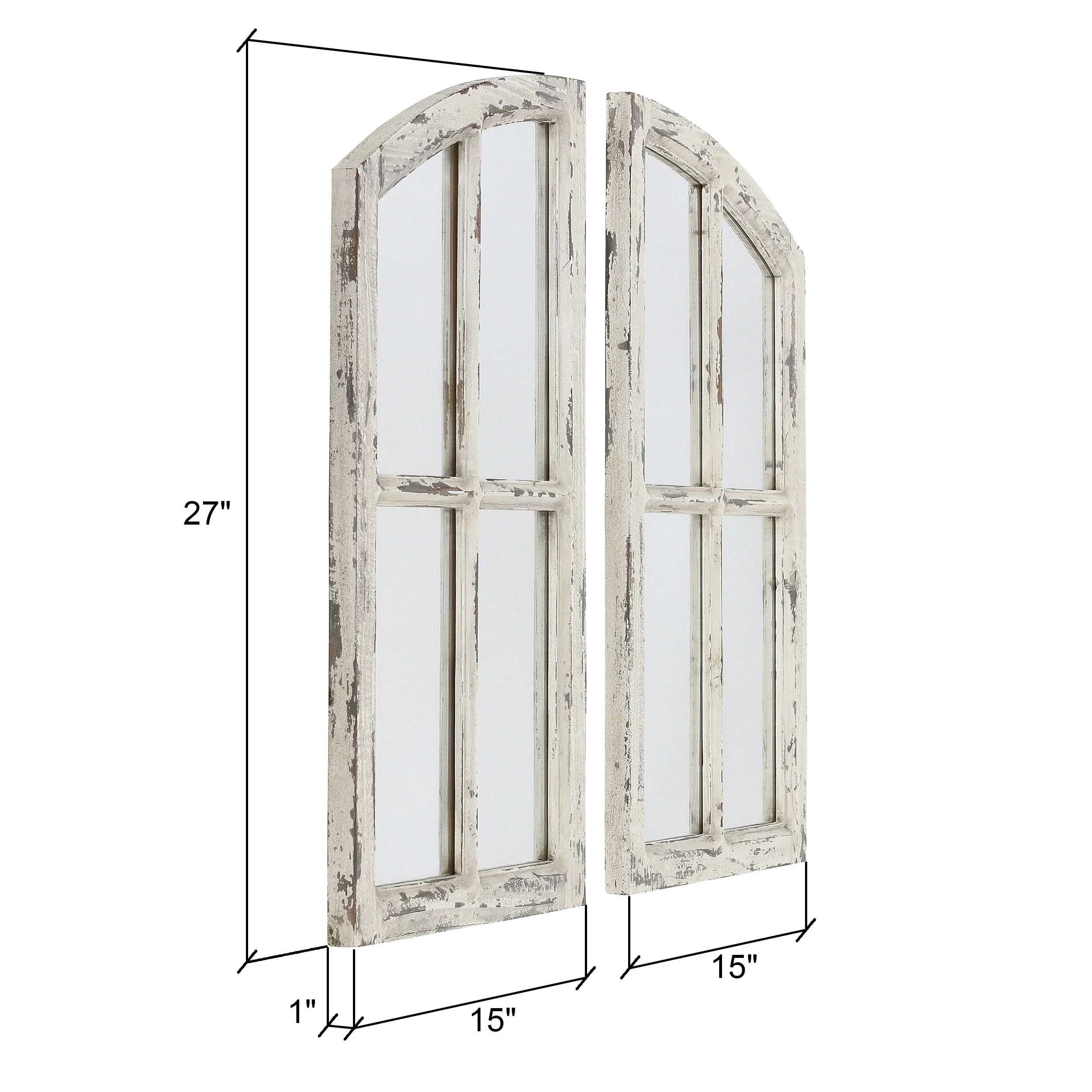 Jolene Arch Window Pane Mirrors Off-White 27" x 15" (Set of 2) by Aspire - Image 6