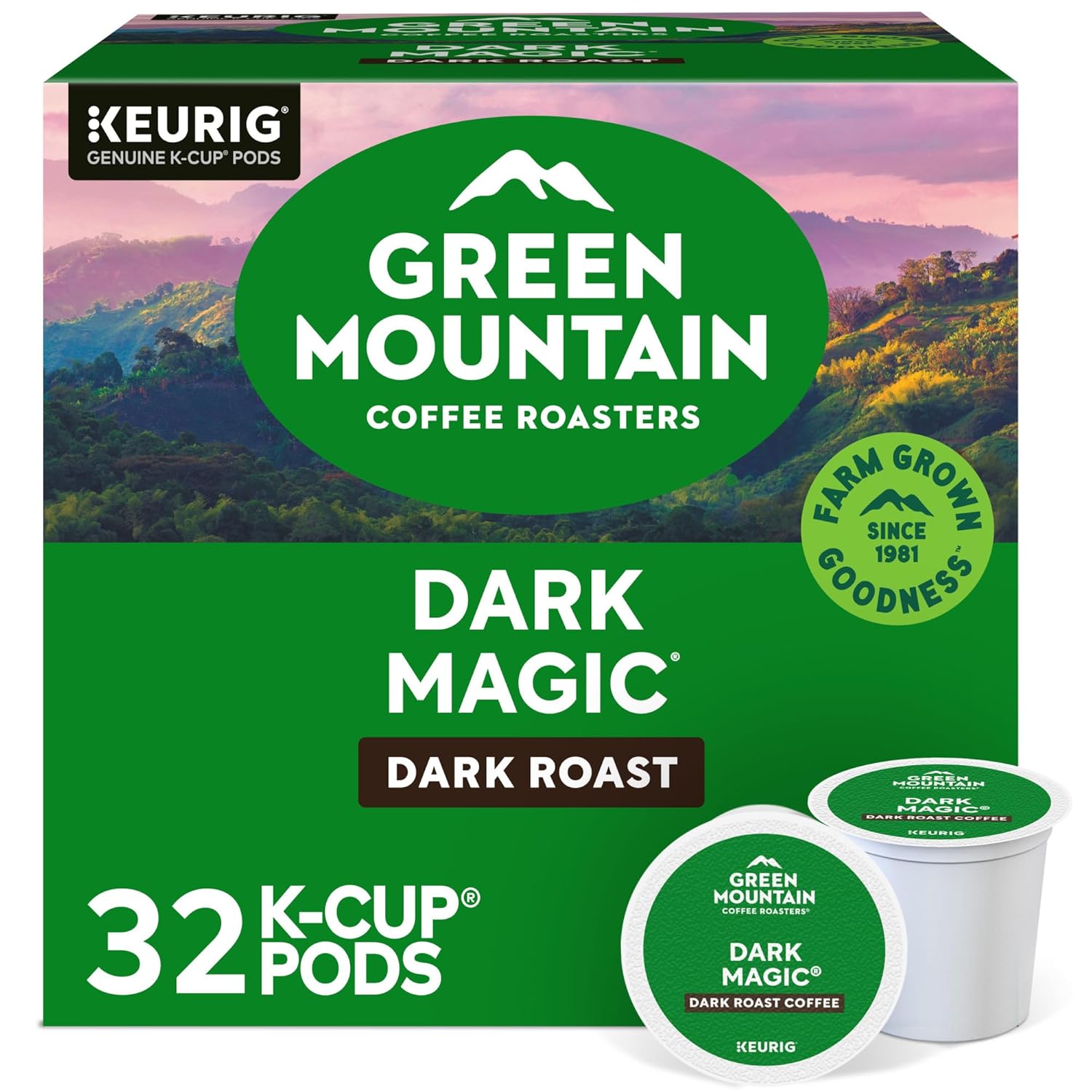 Green Mountain Coffee Roaster Dark Magic Keurig Single-Serve K-Cup Pods. Dark Roast Coffee. 32 Count