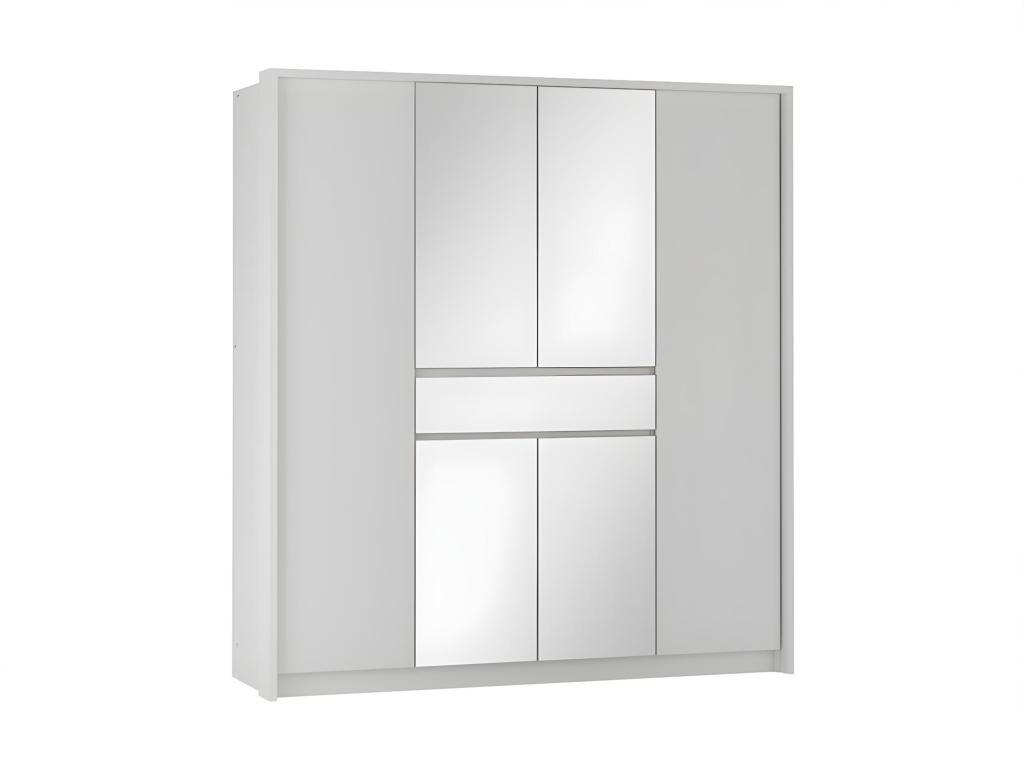 Armario 6 puertas y 1 cajón con espejo - 200 cm - blanco