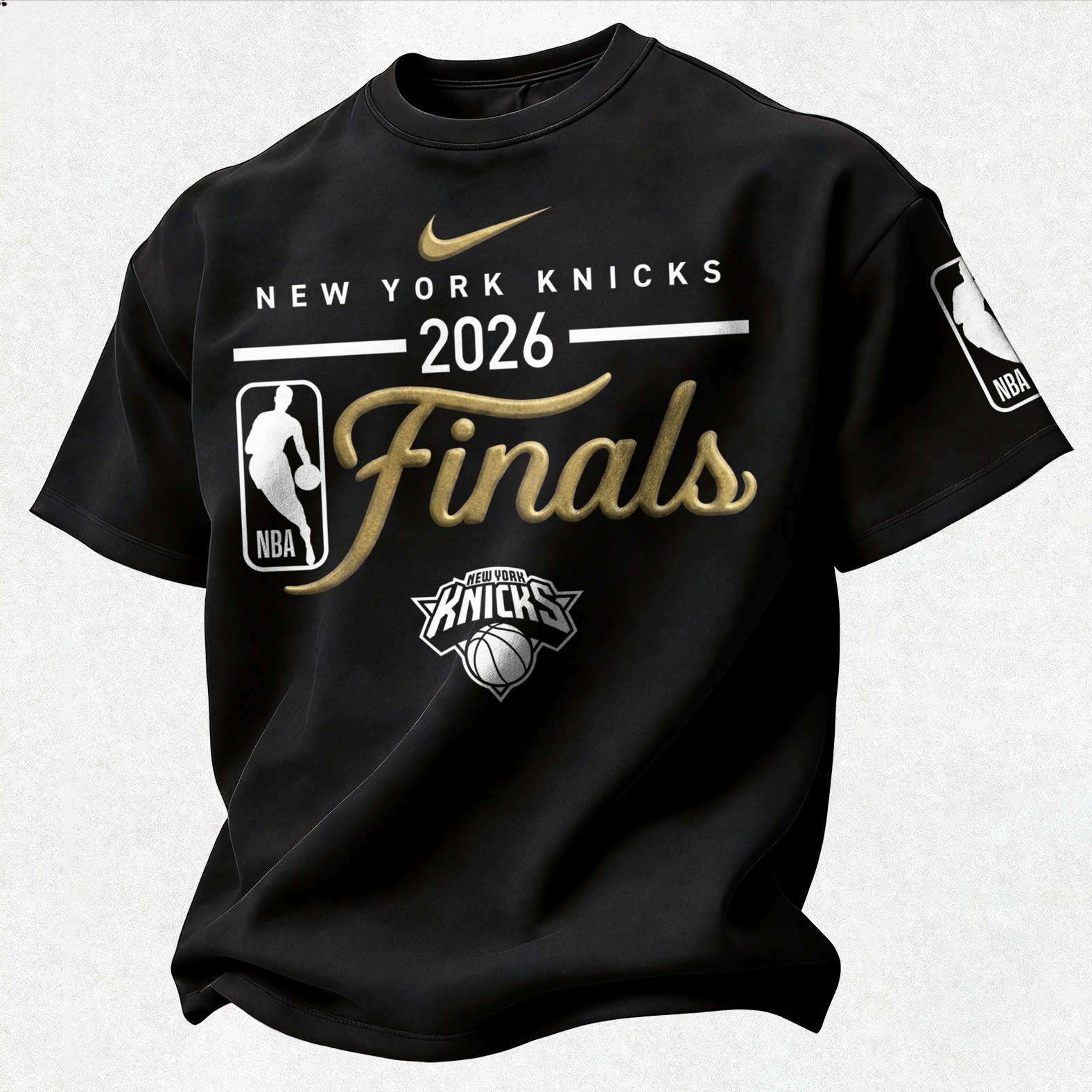 New York Basketball 2026 Vintage Gold Foil Printed Unisex Oversized T-shirt
