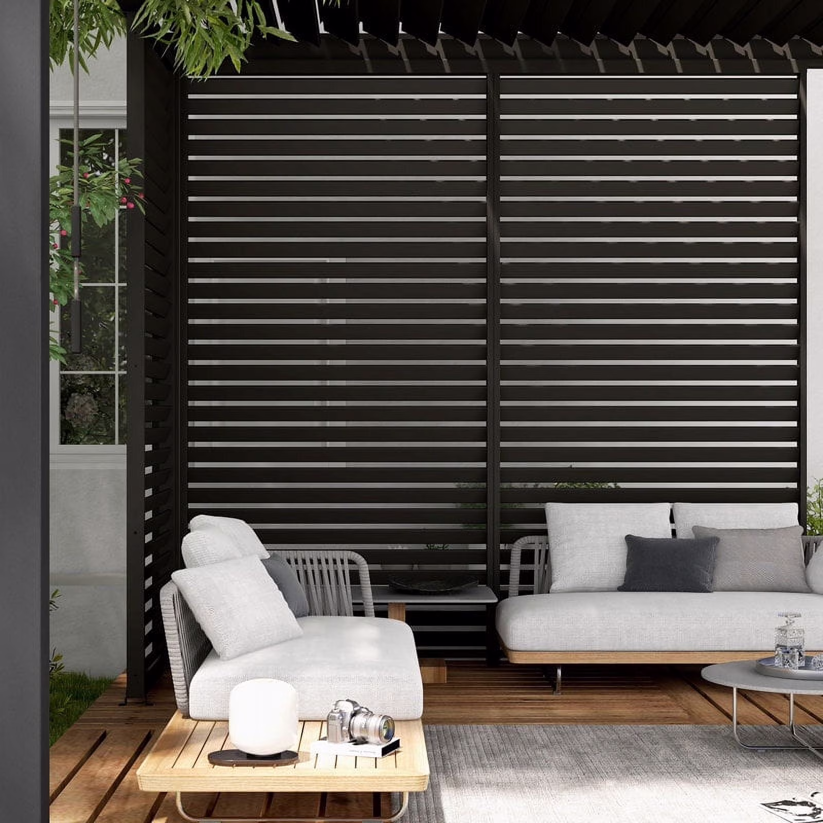 Mirador 10'x10' 111S Outdoor Pergola Accessories-Aluminum Fixed Shutter Wall, Dark Gray
