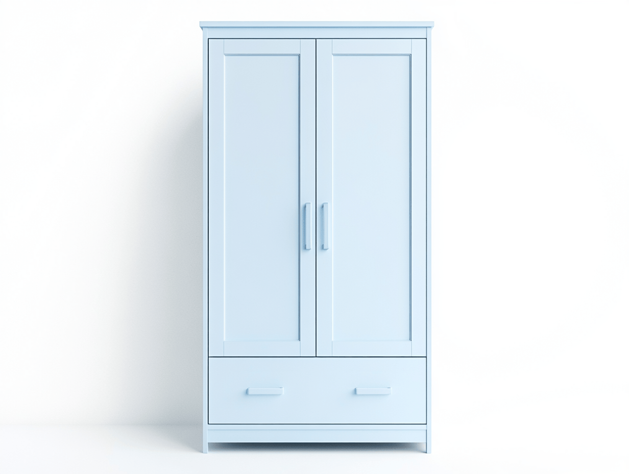 Armario rectangular blanco con puertas lisas y cajón inferior madera 100x50x190cm dormitorio ropa almacenaje