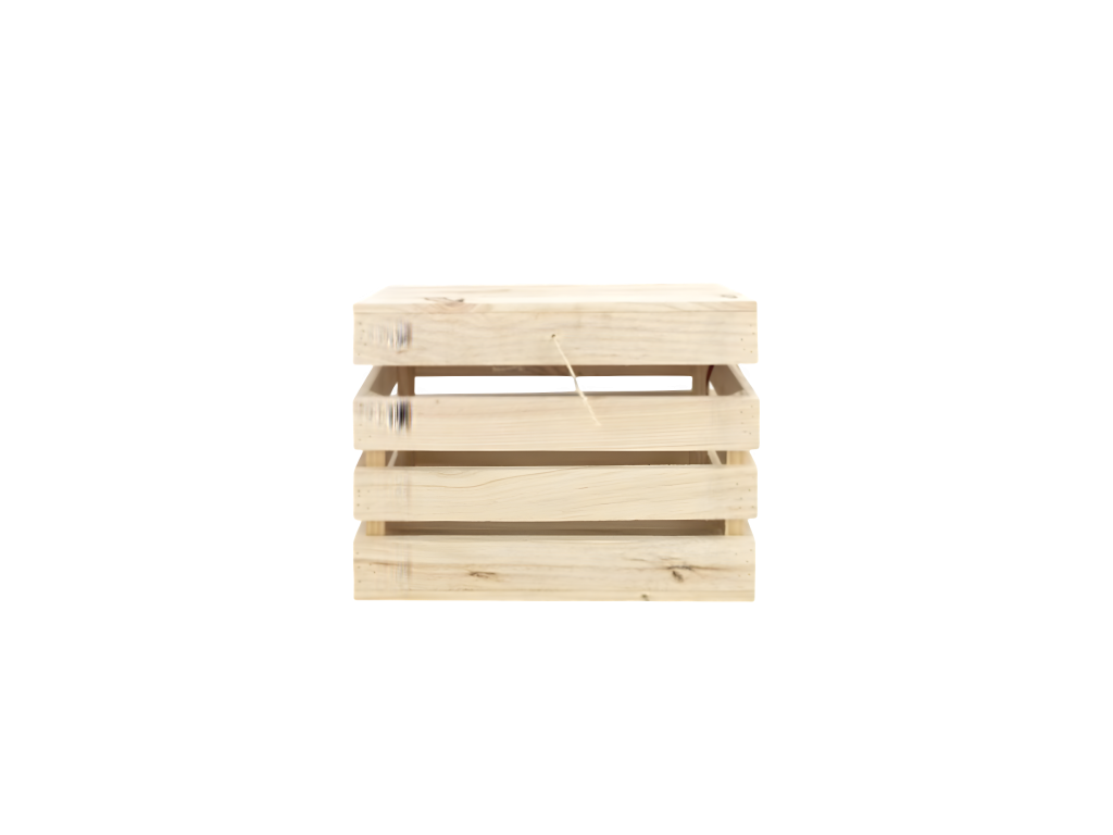 Baúl de madera maciza en tono natural de 39x33x30,5cm - BOX - Decoromantico