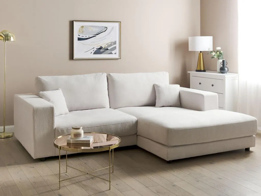 Sofá esquinero Boverdeco Tela Blanco crema Izquierda
