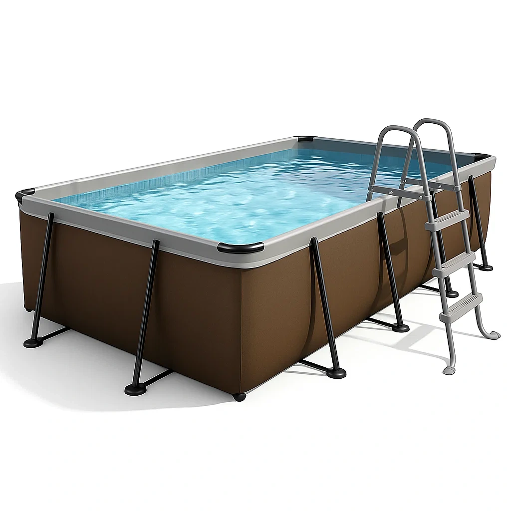 Piscina tubular rectangular 532x265x119 cm, color marrón/blanco, con filtro y escalera gqHRmcQ191tA