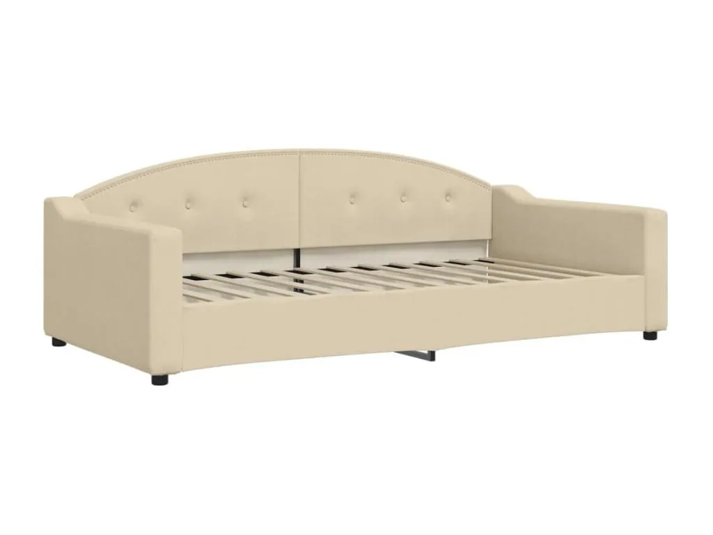 Sofá cama con colchón tela crema 100x200 cm