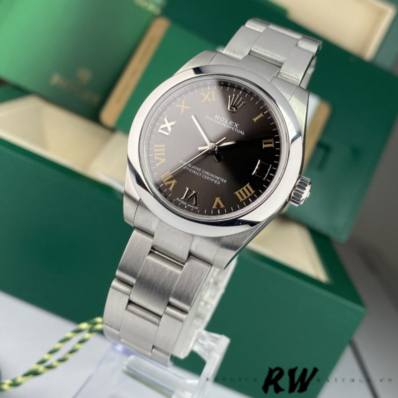 Rolex Oyster Perpetual 177200 Dark Grey Dial Domed Bezel 31mm Lady Replica Watch