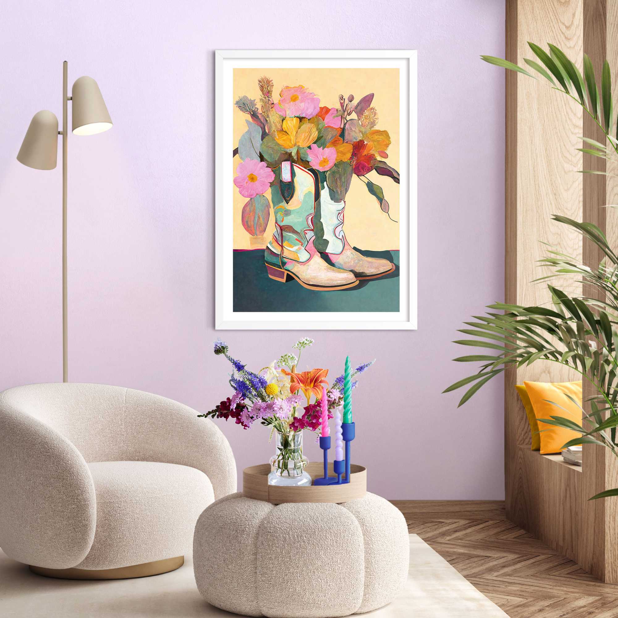 Reinders - Flower Boots - Schilderij 70x50cm Wit