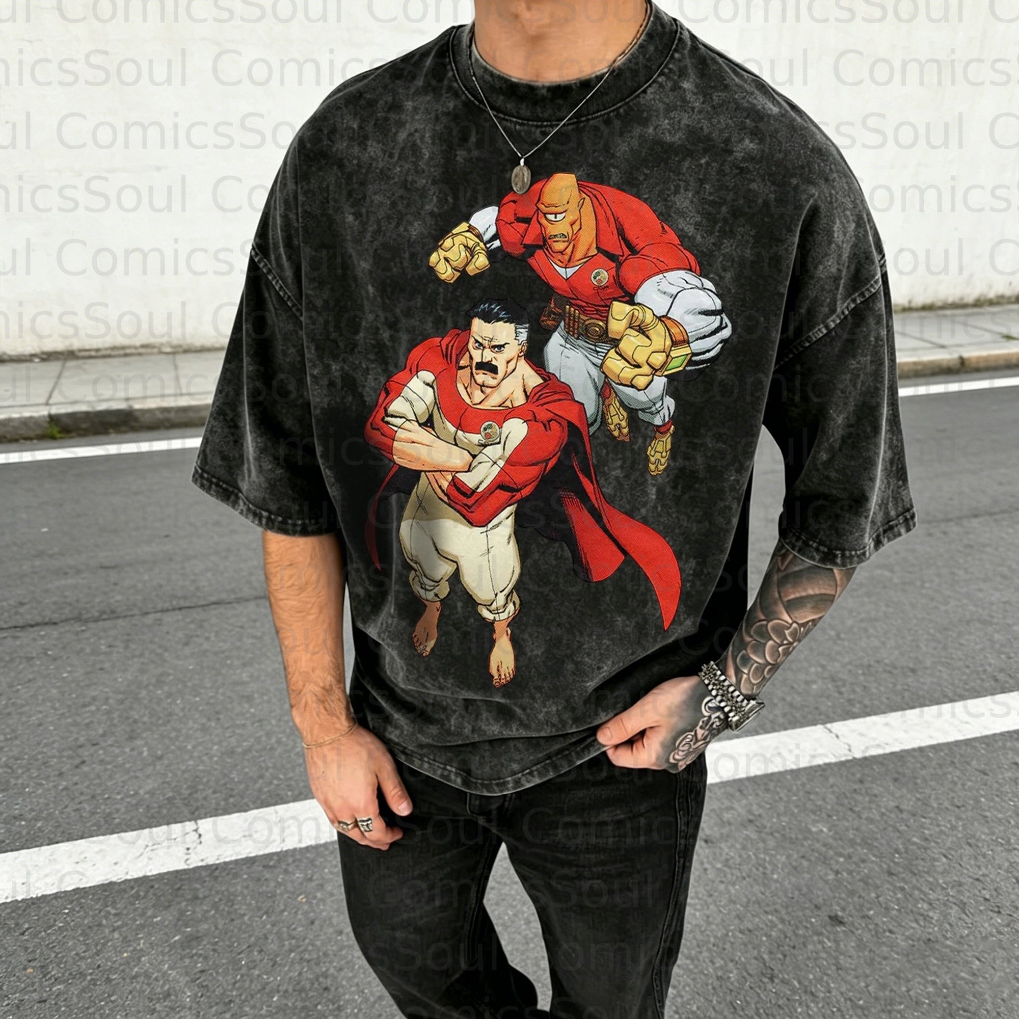 Unisex Anime Inspired Vintage Washed T-Shirt