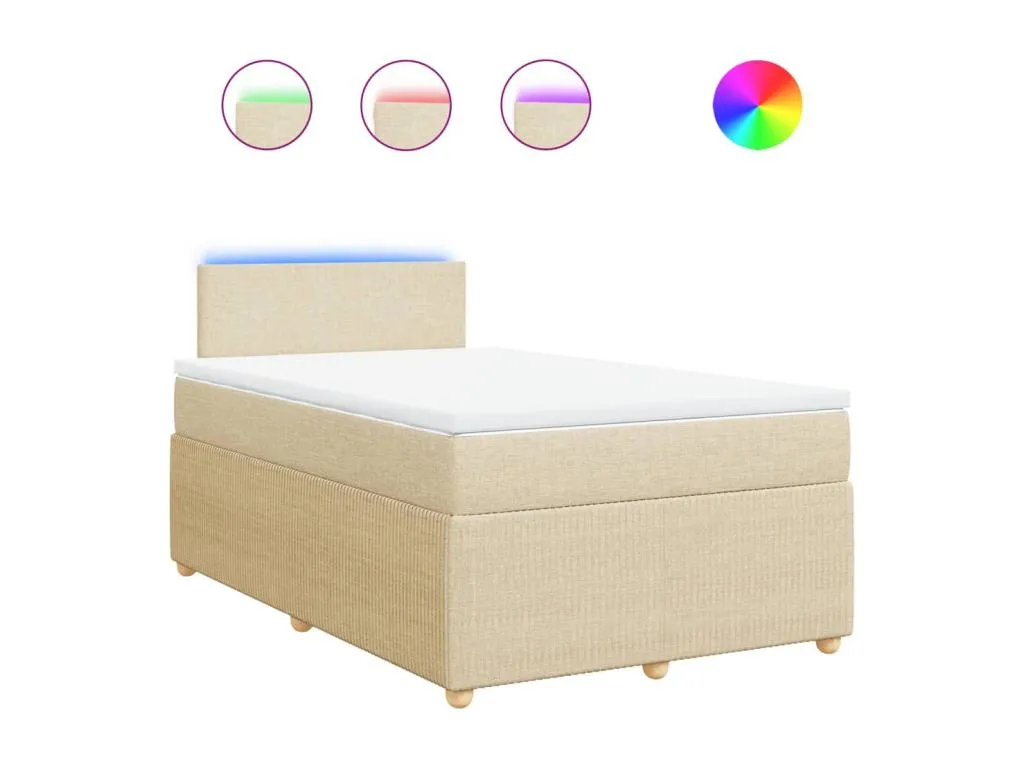Cama box spring con colchón tela color crema 120x190 cm cho3521658