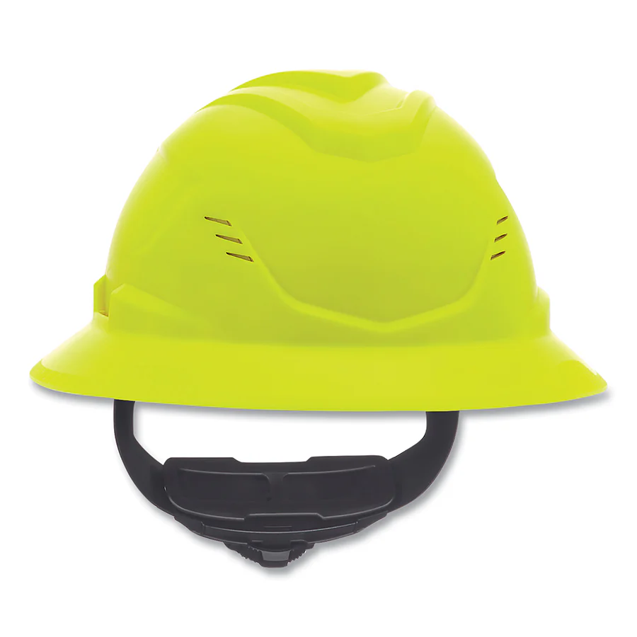 MSA VGard C1 Hard Hat, Fas-Trac III 4 Point Ratchet, Vented, Hi-Viz Yellow Green - KTF Painting Interior Exterior