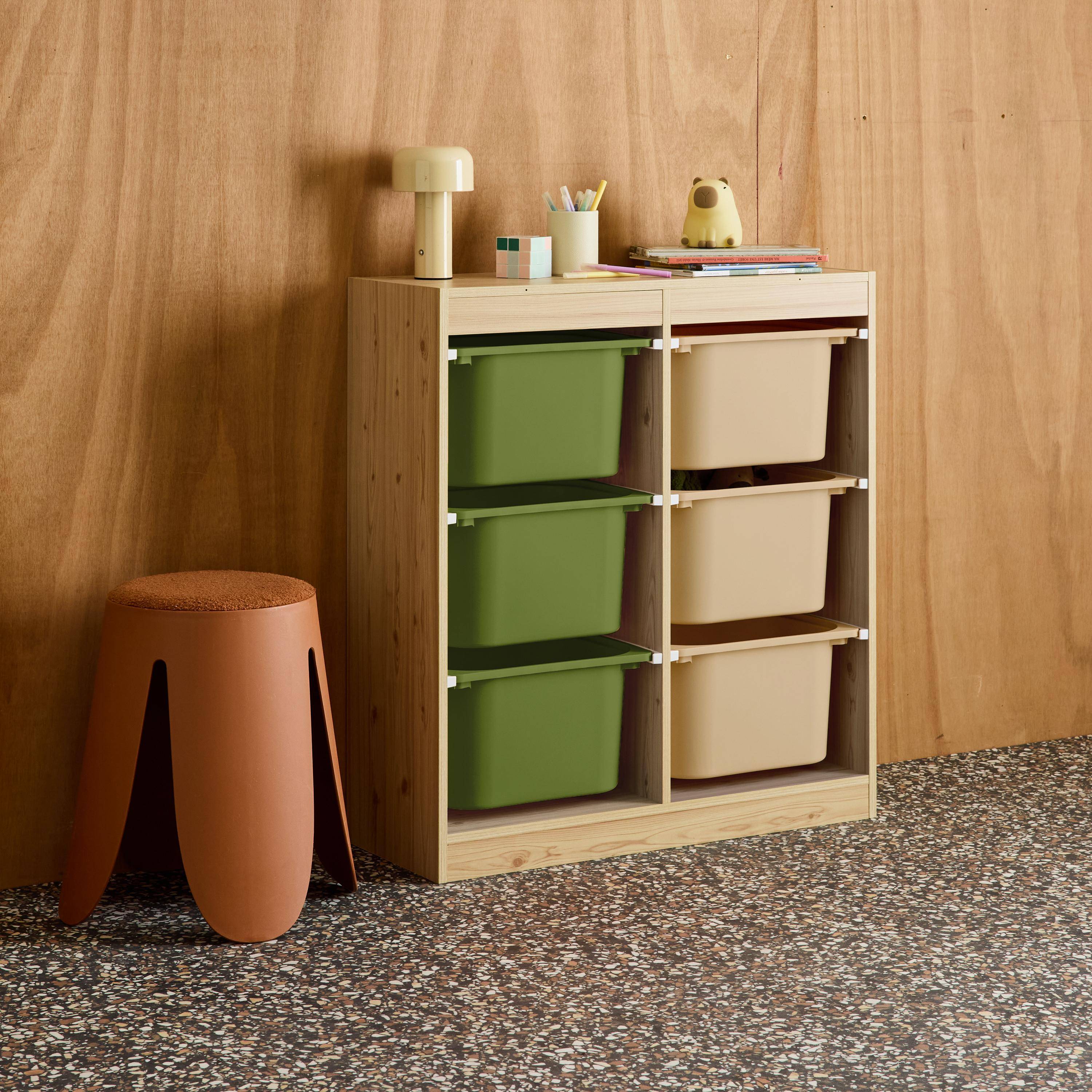 Sora - Mueble de almacenamiento infantil, 6 cajas coloridas