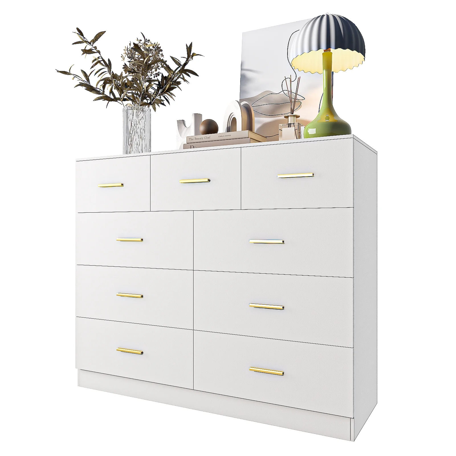 Ktaxon 6 Drawer Double Dresser Wood Dresser Storage Cabinet Drawer Organizer Chest Of Drawers, White - Image 26