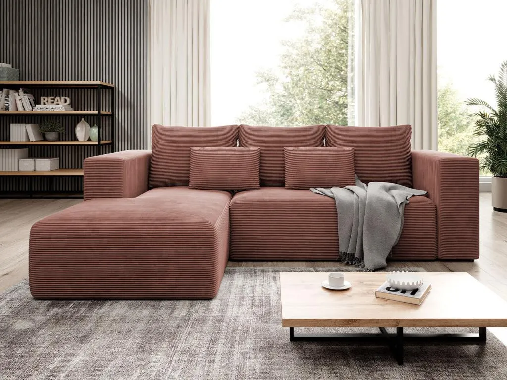 Sofá rinconero Hogarve 116 Rosa Función de descanso Caja de ropa de cama 255x161x91cm ioxj24950