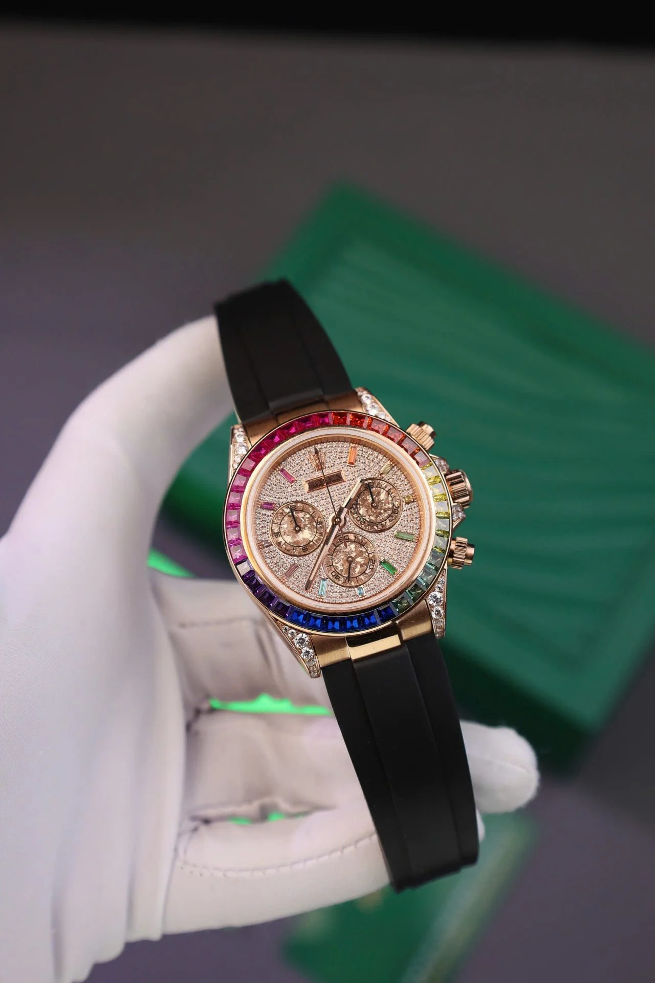 Replica Rolex Cosmograph Daytona Rainbow Rubber Strap 40mm