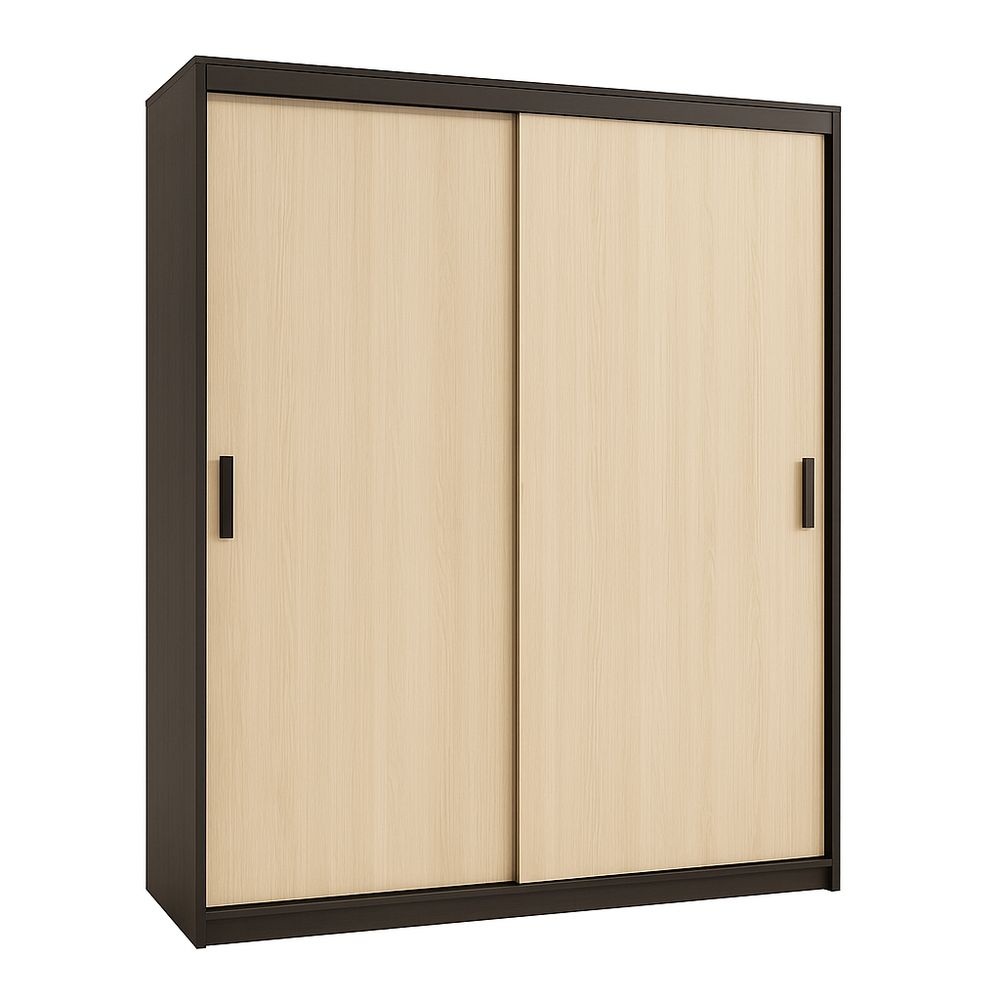 Armario Puertas Corredizas 200x60x210 cm Dormitorio Madera Roble/Negro