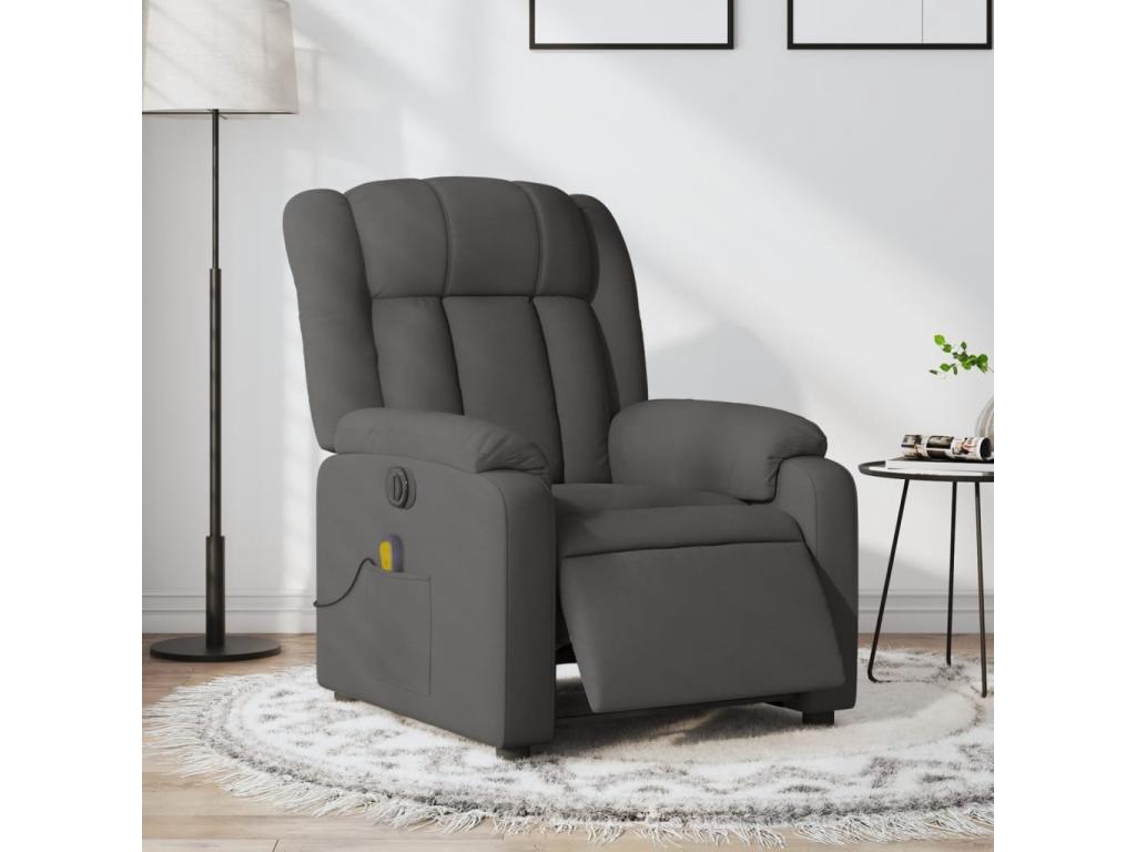 Sillón reclinable de masaje eléctrico tela gris oscuro