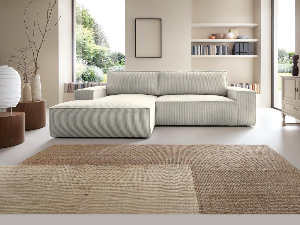 Sofá cama rinconera (ángulo izquierdo) de pana beige