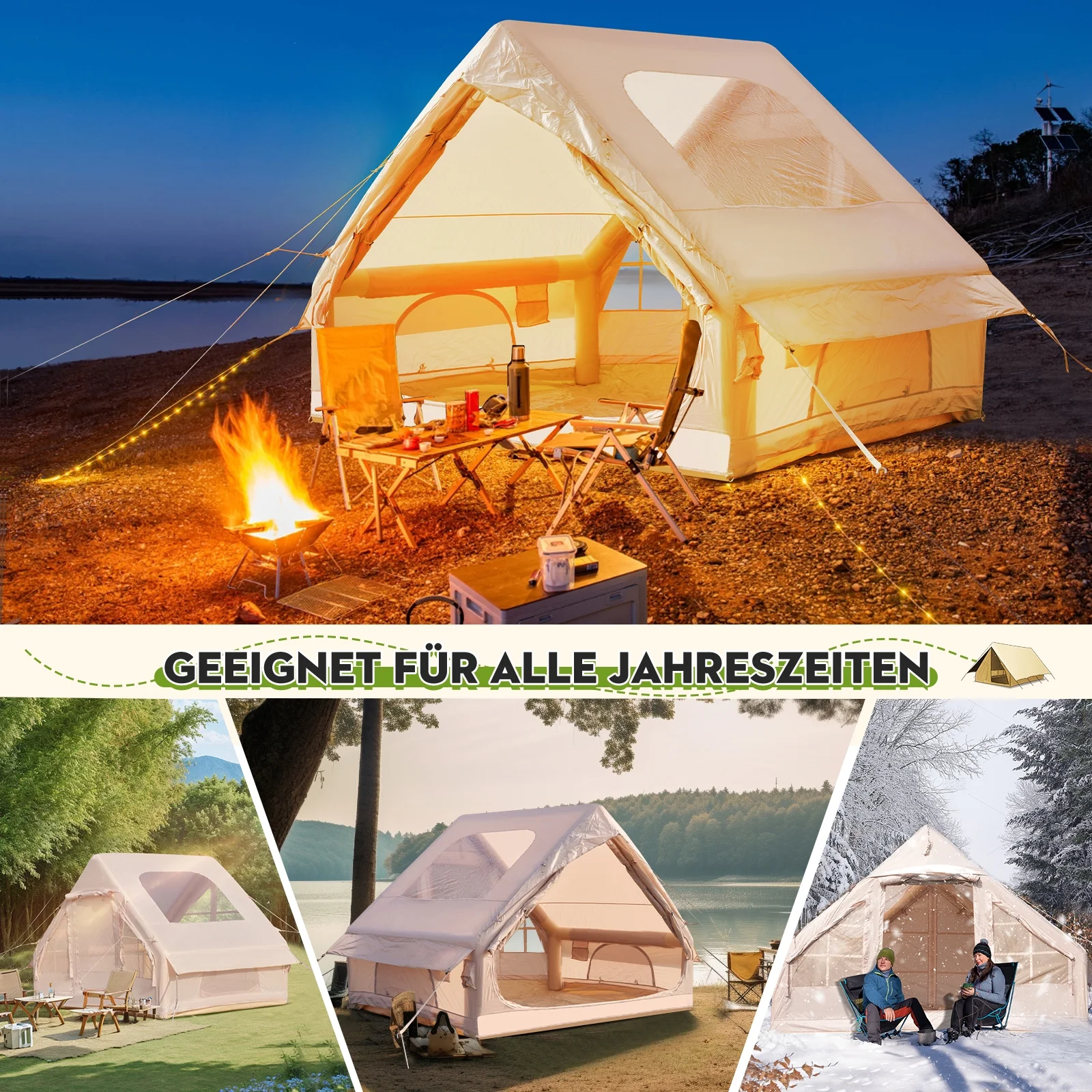 Gaonala 4-6 Person Inflatable Camping Tent with Pump Quick Setup 4-Season Family Tent Waterproof Windproof 420D Oxford Fabric - Image 14