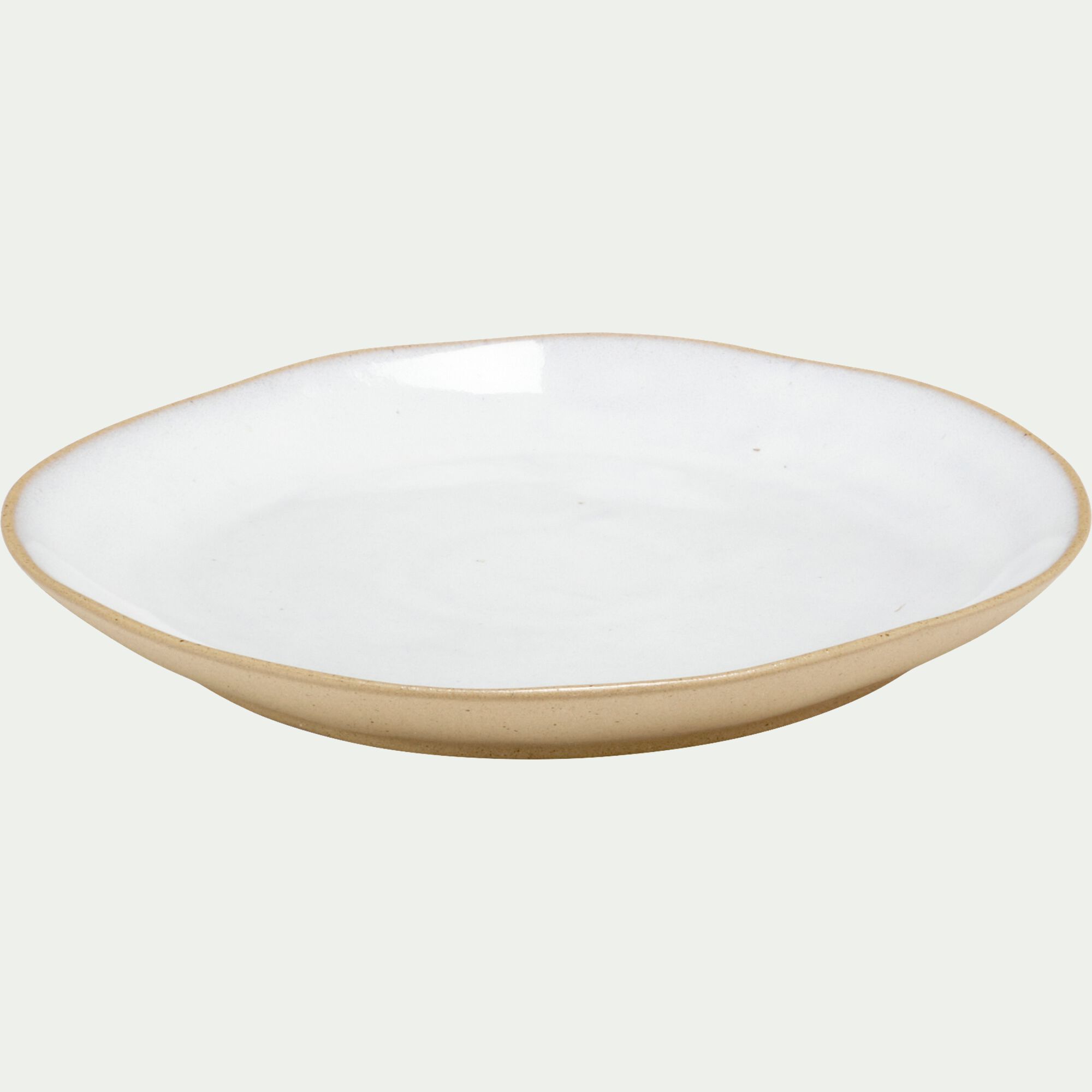 VENUS - Assiette à dessert bicolore en grès recyclé D21,7cm - blanc