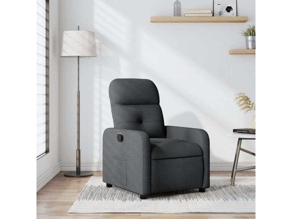 Sillón reclinable de tela gris oscuro
