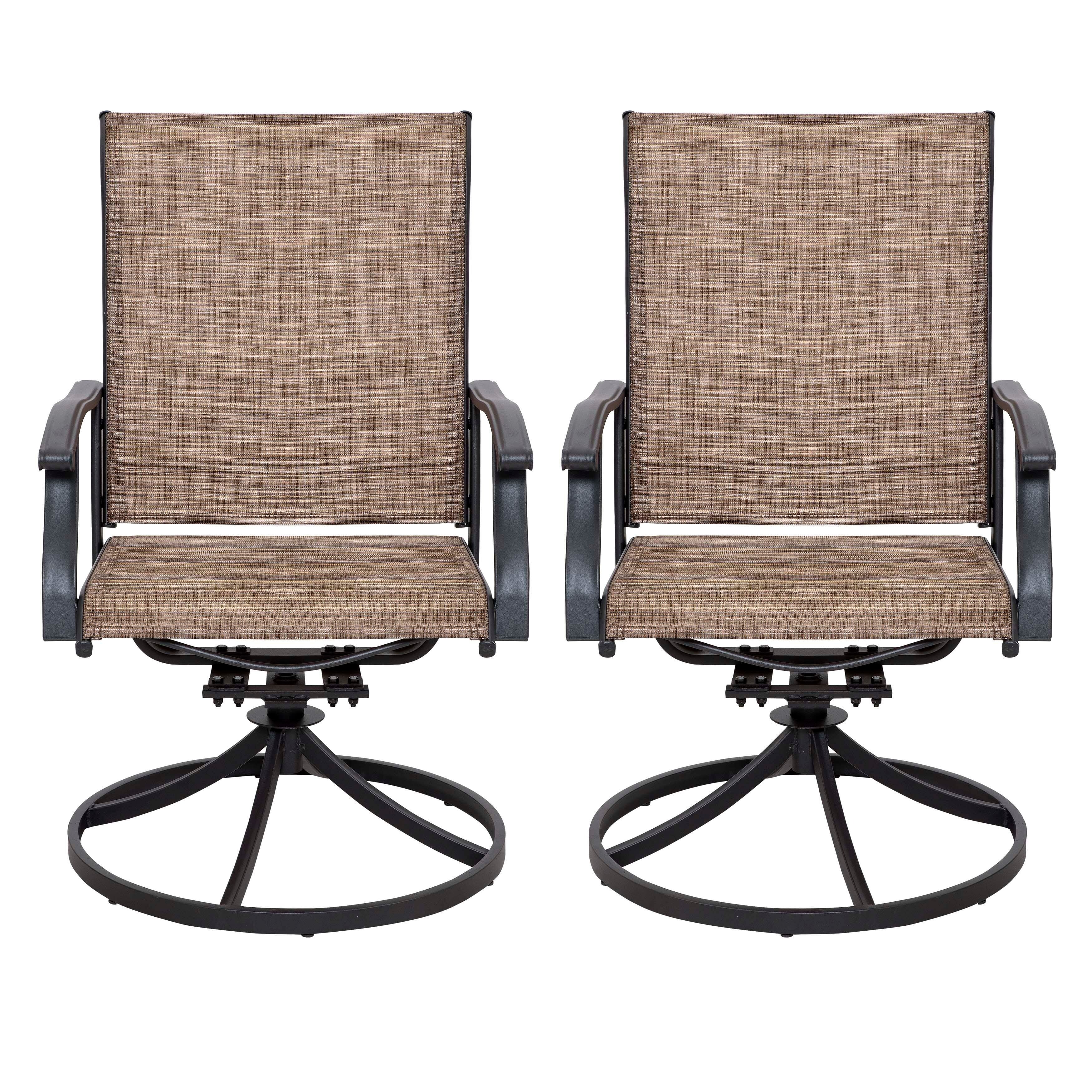 WAYFAIR Nuu Garden - 2-Piece Swivel Steel Sling Outdoor Patio Dining Chairs, Brown