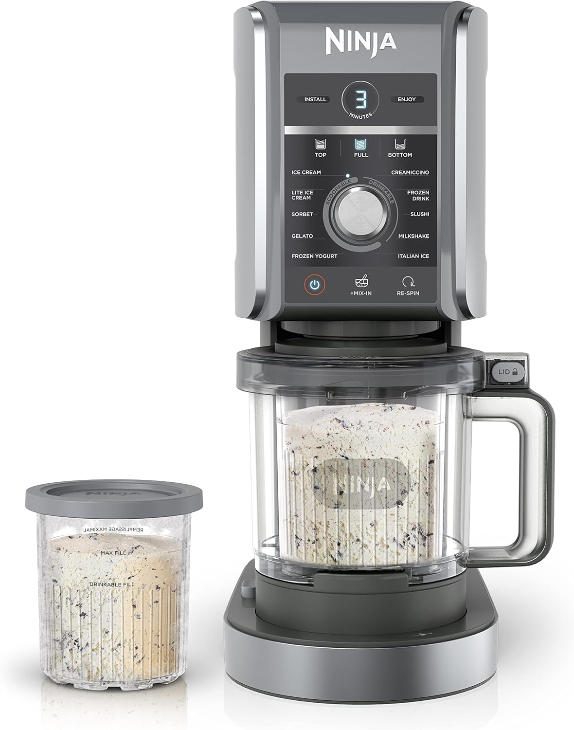 WAYFAIR Ninja CREAMi Deluxe Ice Cream Maker, Treats And Frozen Desserts, Sorbet, Milkshakes, Yogurt And More, 11-In-1 Programs, XL Capacity, Includes Two 24-Oz Family-Size Tubs, Silver, NC501