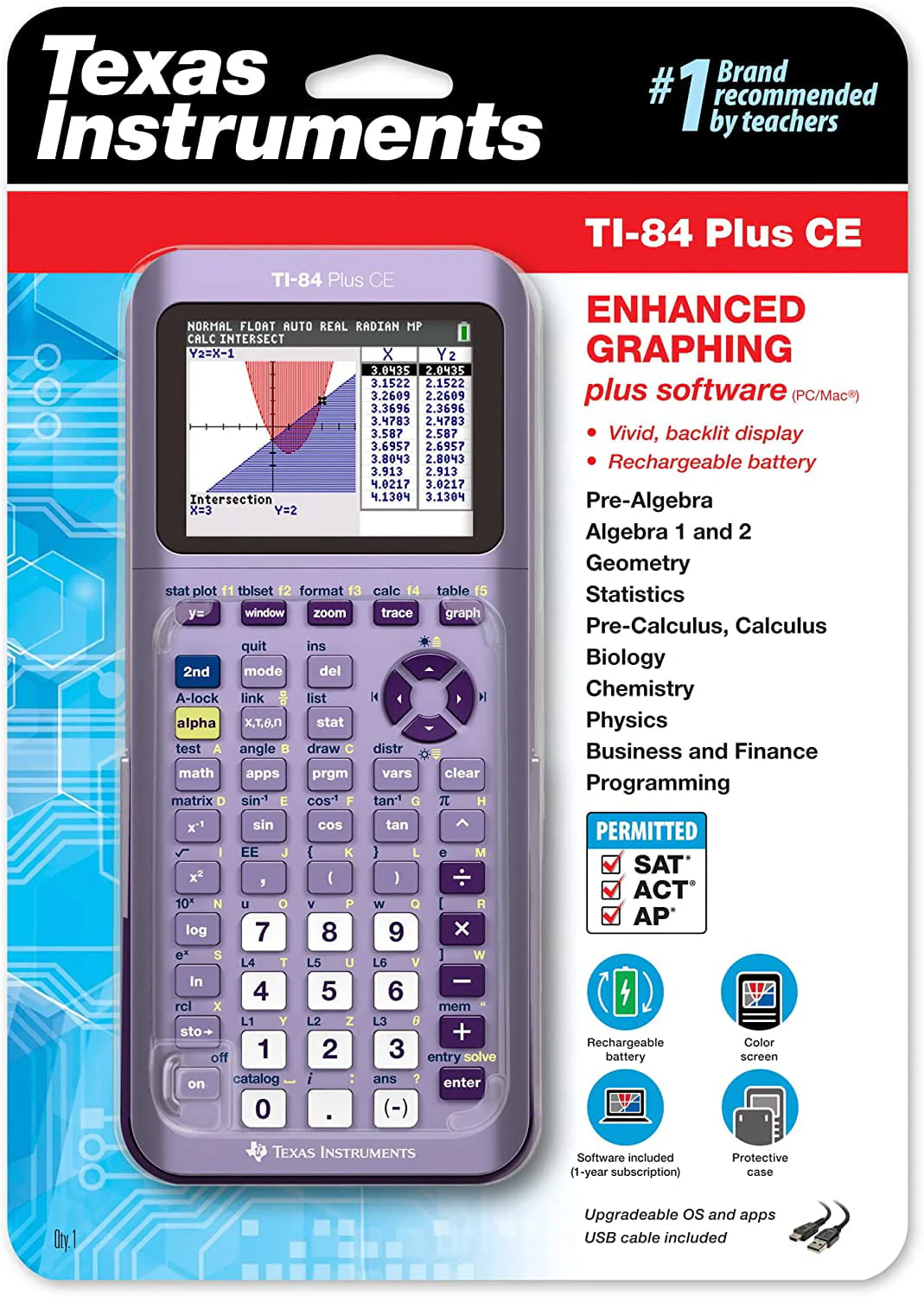 TI-84 Plus CE Color Graphing Calculator, Infinitely Iris - Image 3