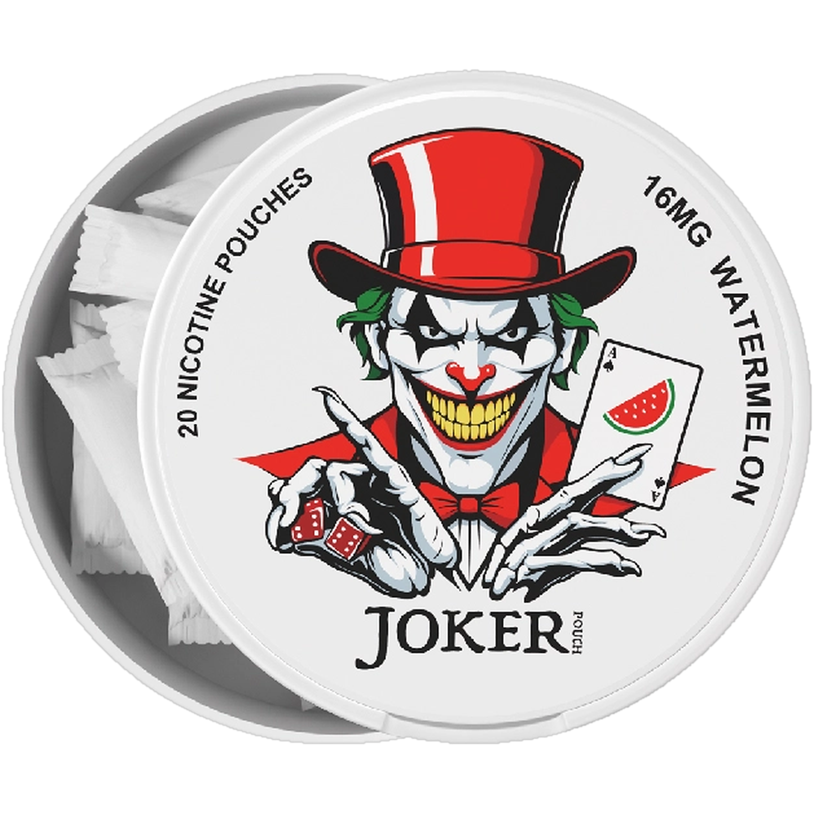 Joker Watermelon 16mg nicotine pouches (open)