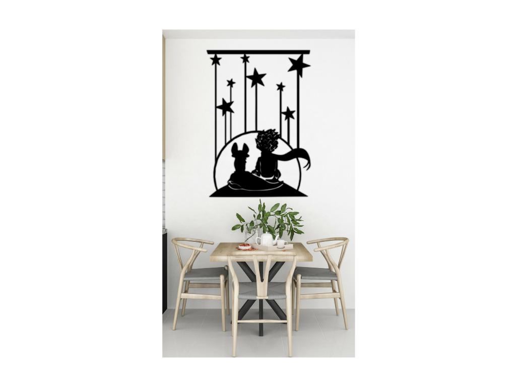 Decoración de Metal El Principito 2, Negro, 71x1,5x100 cm, Laocacasas
