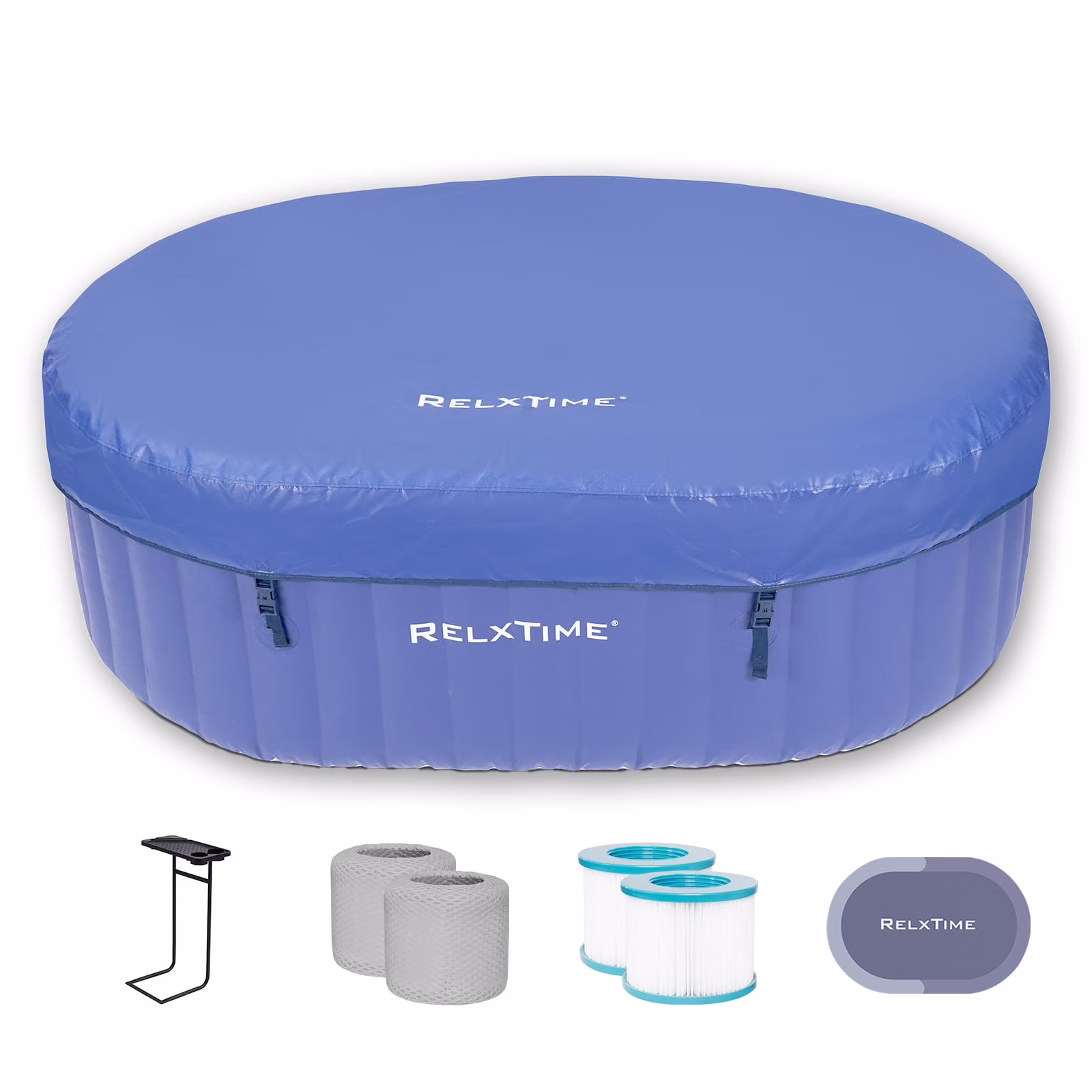 RELXTIME 2 Person Oval Inflatable Hot Tub Set, Blue - Image 3