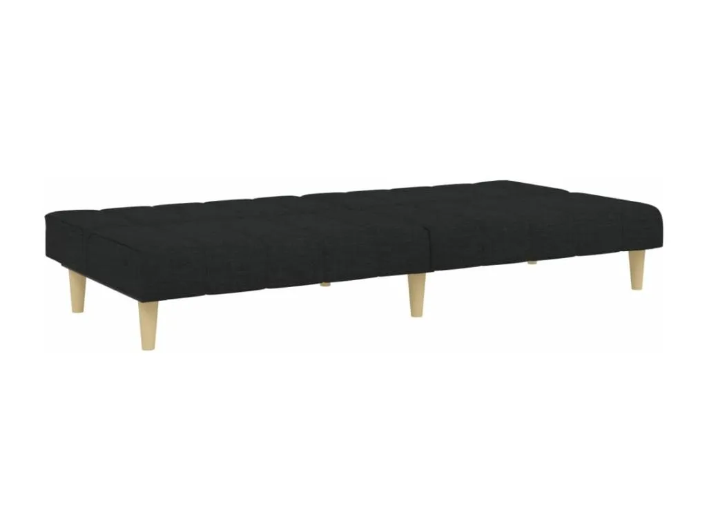 Sofá cama de 2 plazas con taburete tela negro