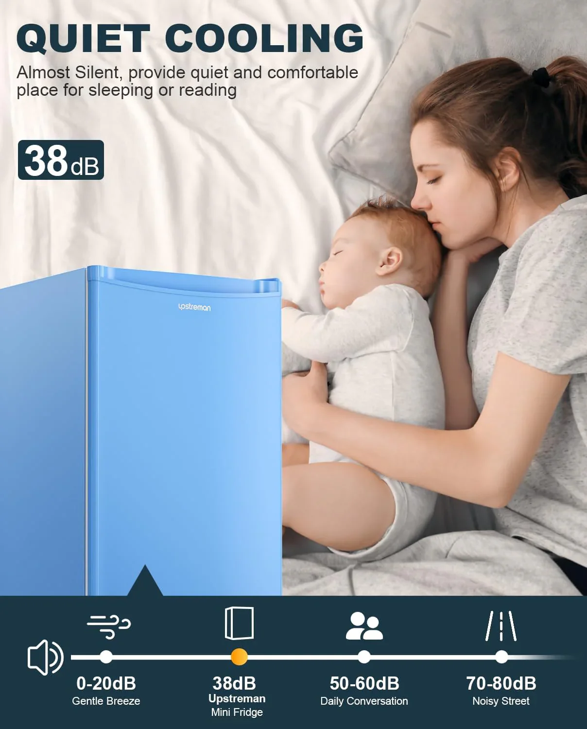 Upstreman 3.2 Cu.Ft Mini Fridge with Freezer, Single Door Mini Fridge, Dorm Fridge, Adjustable Thermostat, Mini Refrigerator for Bedroom, Office, Dorm, Black-BR321