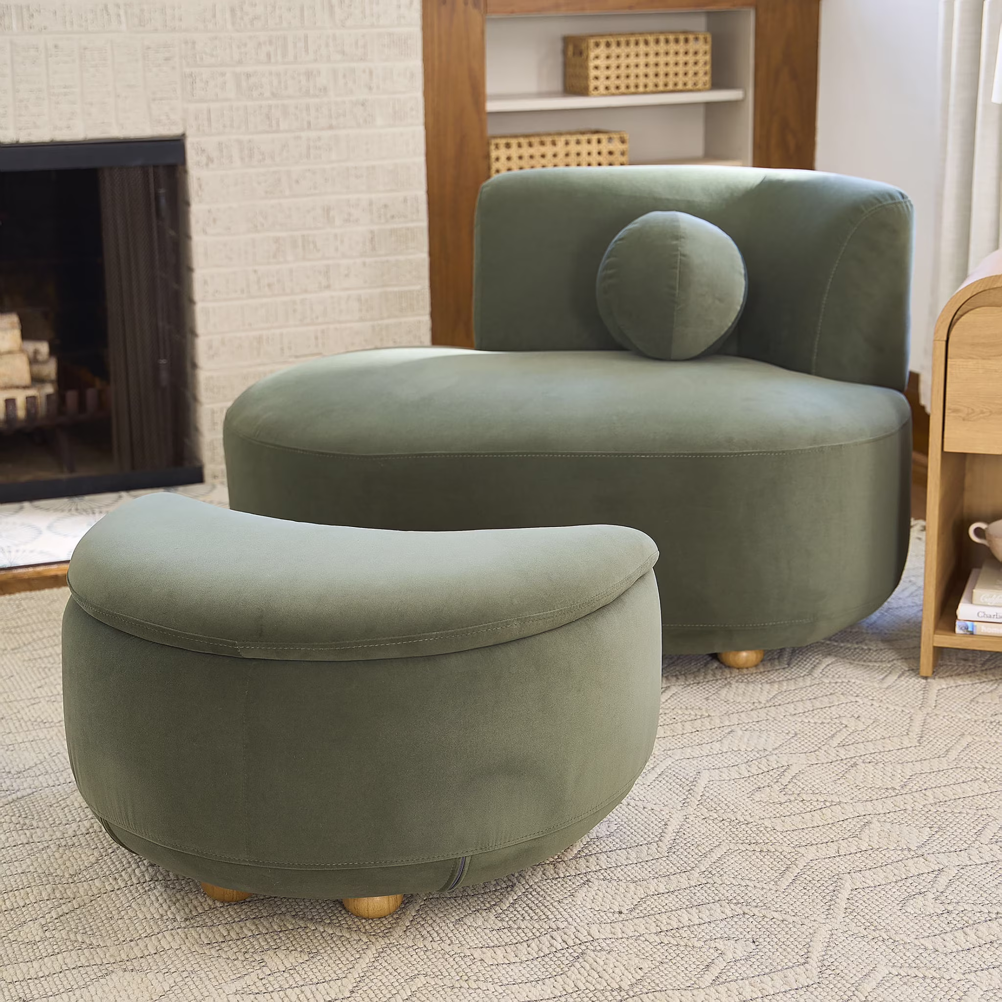 Better Homes & Gardens Juliet Modern Boucle Chaise & Storage Ottoman, Pearl - Image 3