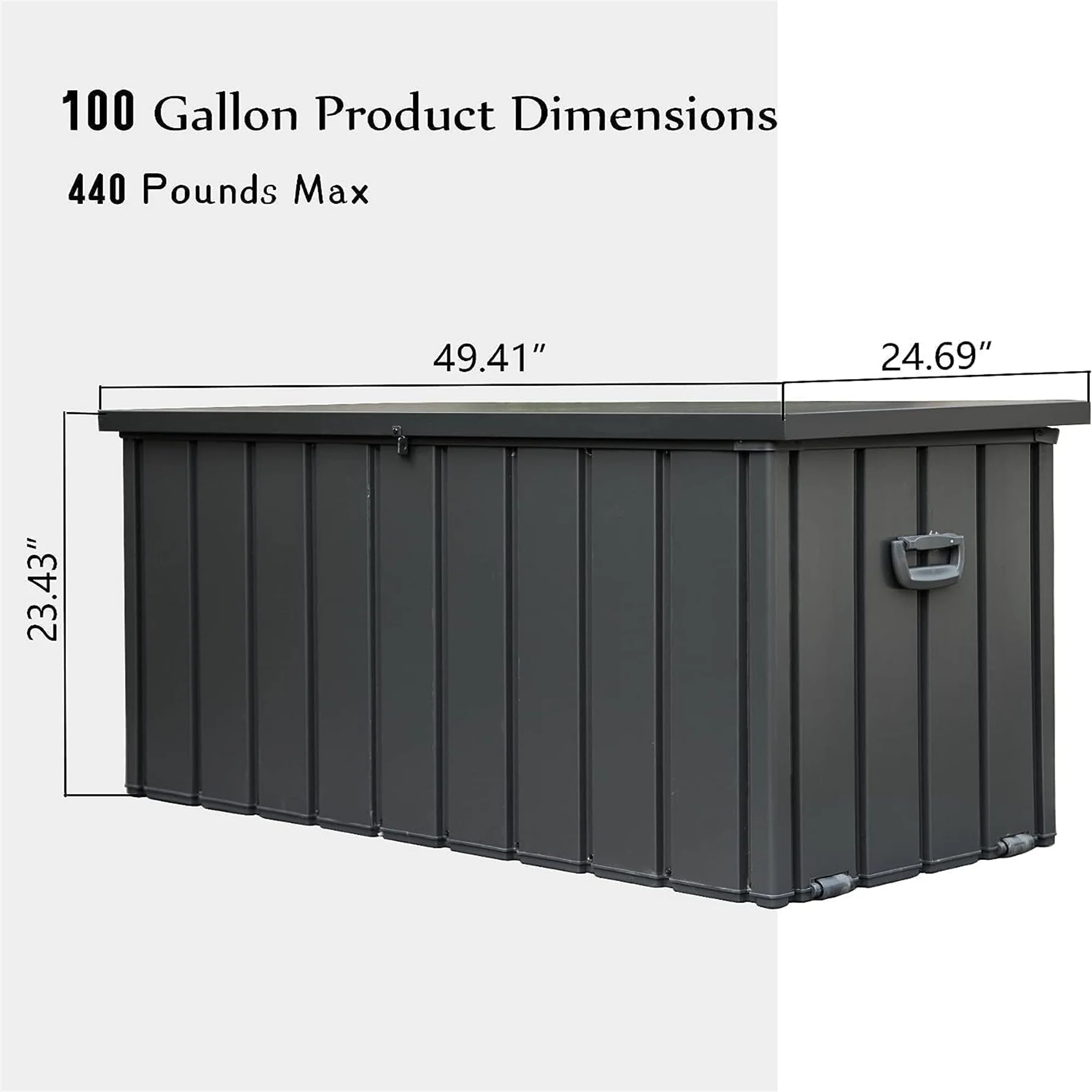 100 Gallon Outdoor Storage Deck Box Waterproof, Large Patio Poolside Storage Bin for Outside Cushions, Throw Pillows, Garden Tools (Dark Gray) - Image 8