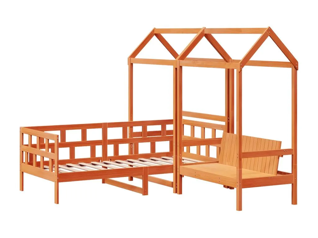 Sofá cama con techo Andreuworldcasa maciza Andreuworldcasa marrón cera 80x200 cm