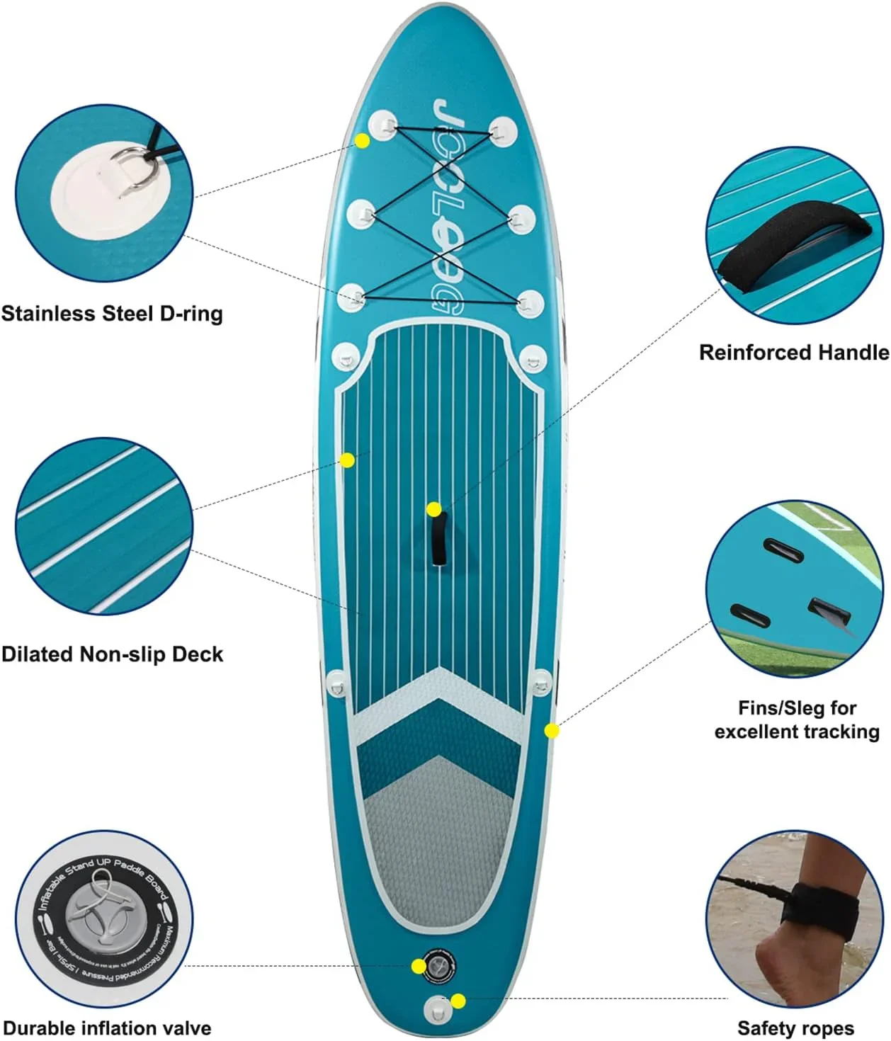 Inflatable Stand-Up Paddle Board With Seat, Blue, 10'5'' X 32'' X 6'' - Image 5 Inflatable Stand-Up Paddle Board With Seat, Blue, 10'5'' X 32'' X 6'' - Image 5