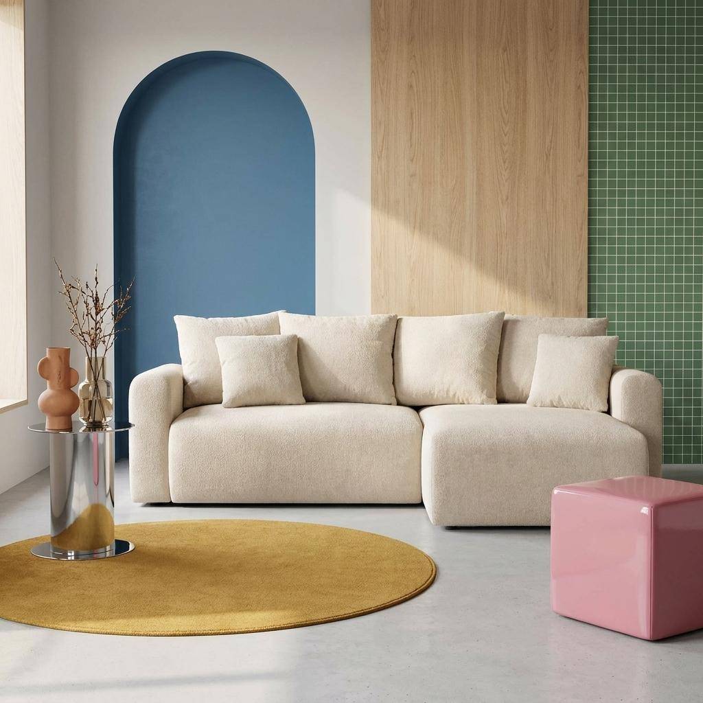 Almo chenilla - Sofá de chenilla esquinero reversible, 3 plazas