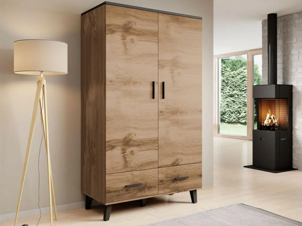 Armario Prietocasa G111 Negro | Prietocasa 190x110x55cm Puertas de armario - Con bisagras