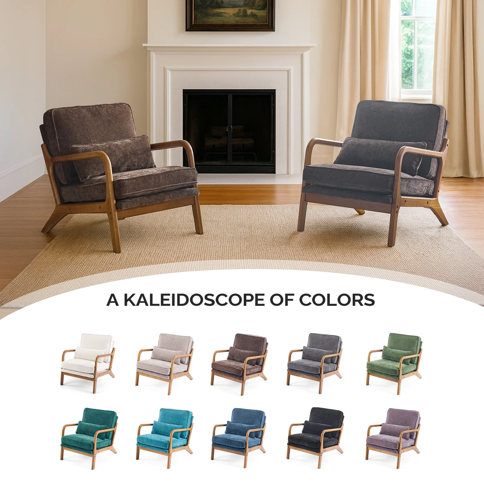 Ktaxon Accent Chair Corduroy Upholstered Armchair, Reading Club Chair with Pillow and Solid Wood Frame for Living Room Bedroom Furniture Off White - Image 146