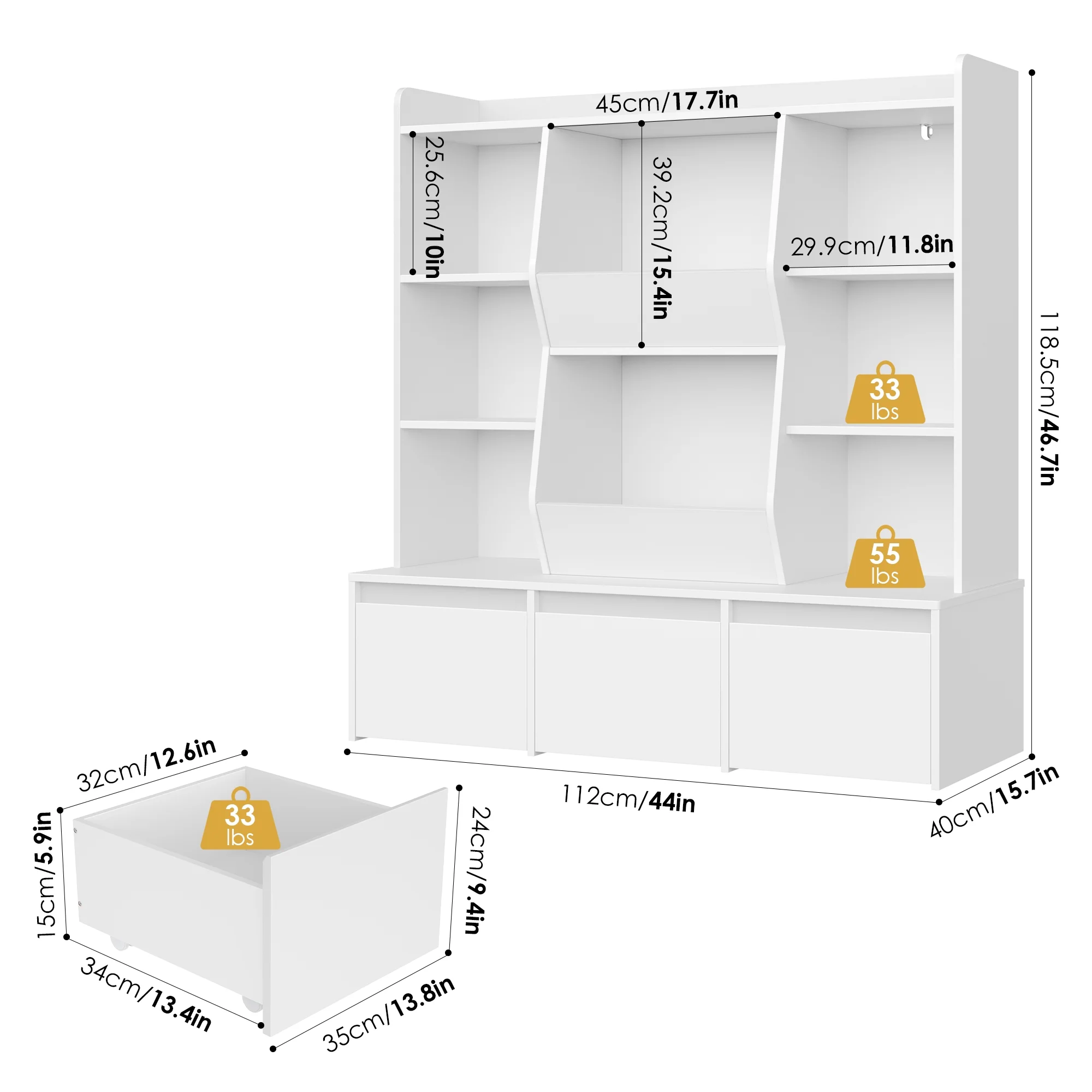 Hiphuta Large Toy Storage Organizer with 4 Shelves, 8 Cube Storage Kids Bookcase for Playroom, Toy Organizer for Kids, White - Image 5