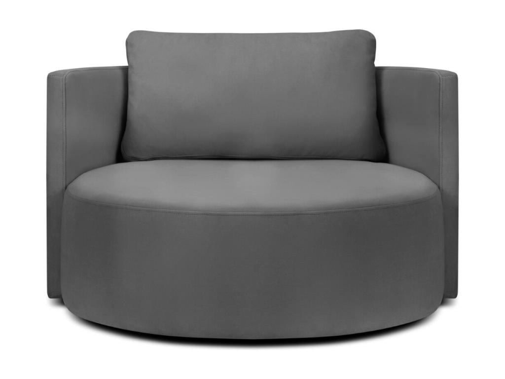 Sillón giratorio Homelyvo de terciopelo gris oscuro - 92x92x75cm