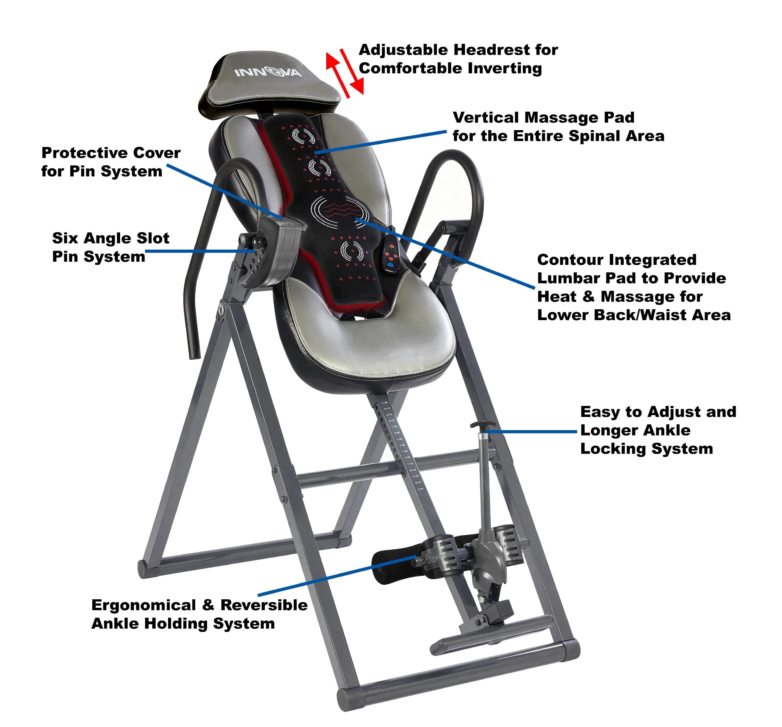 Innova ITM5950 Advanced Heat and Massage Therapeutic Inversion Table, , 300 lb Max Weight Capacity - Image 3