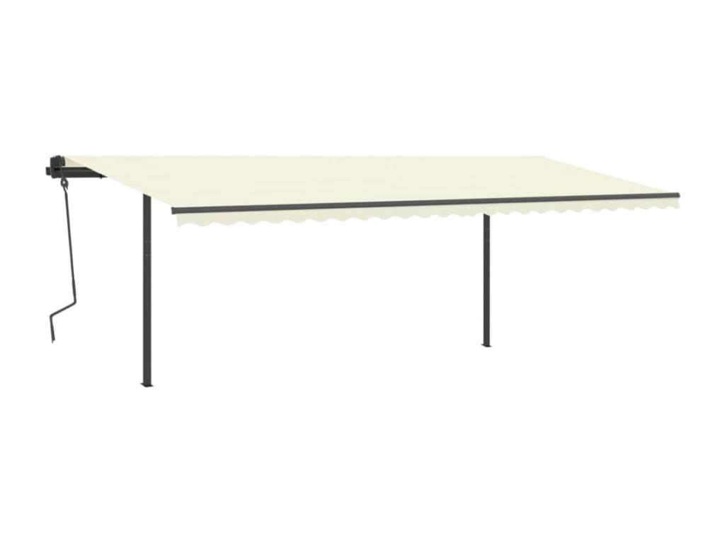 Toldo retráctil manual con luz LED crema 6x3,5 m