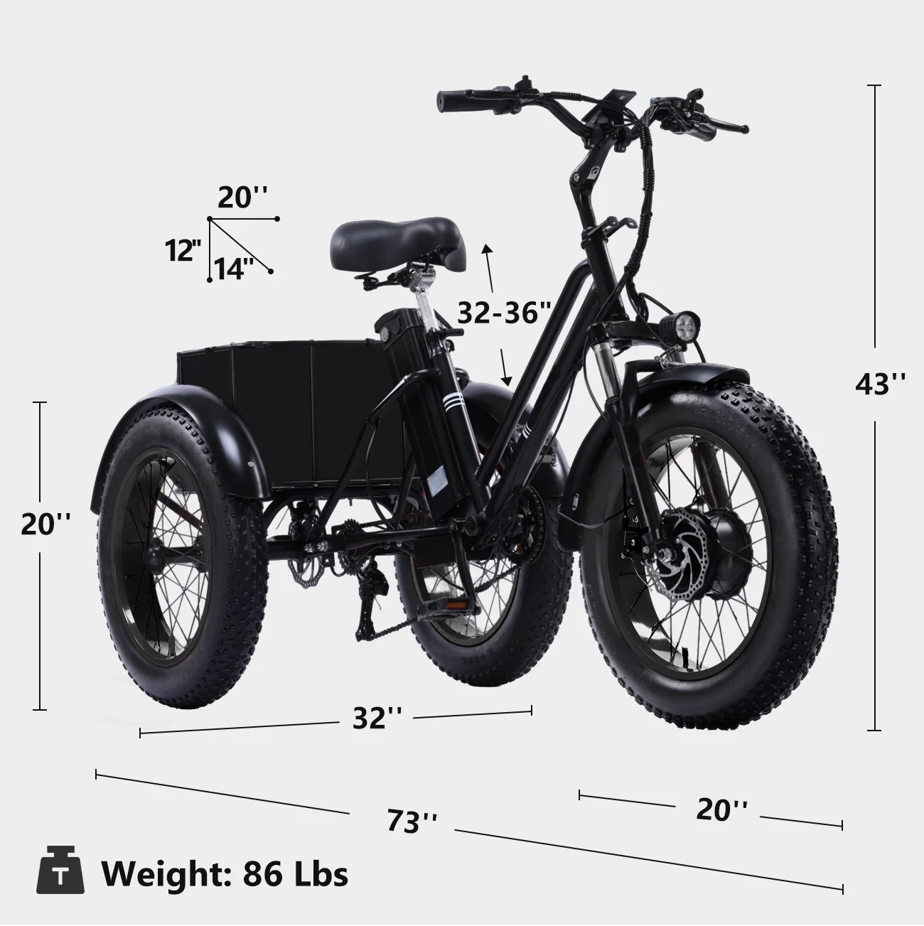 YEBEI Electric Tricycle for Adults Folding E-Trike Motorized Tricycle Electric 3 Wheels Trike Powerful 500W Motor Electric Tricycle 48V15AH Lithium Battery Max 20MPH 20*4.0- Fat Tire Orange - Image 35