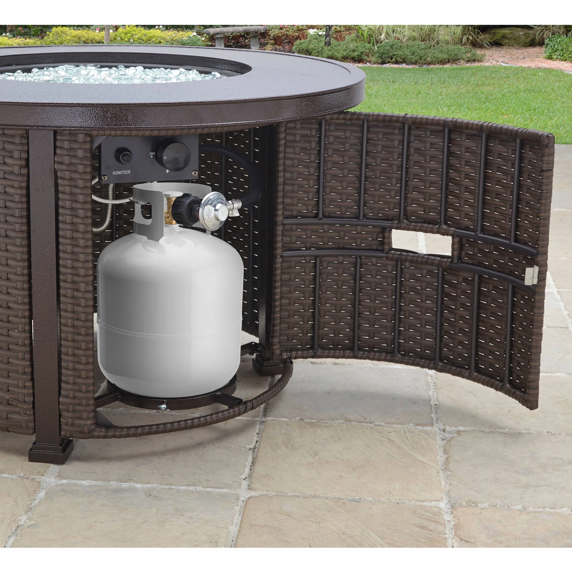 Better Homes & Gardens Colebrooke 37" Round 50,000 BTU Propane Gas Fire Pit Table with Glass Beads, Metal Lid and Protective Cover - Image 7
