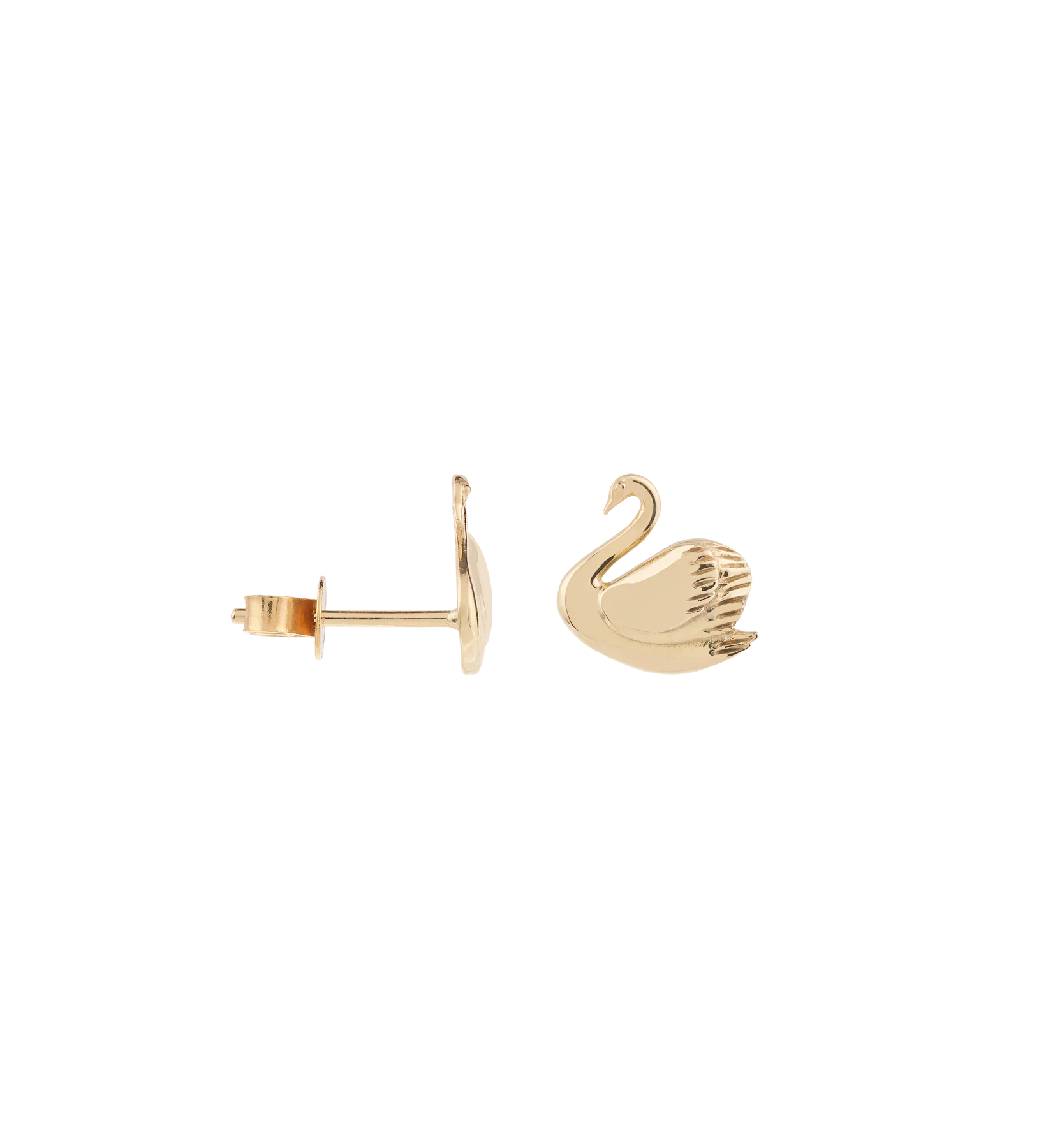 Single Golden Swan Stud 14K